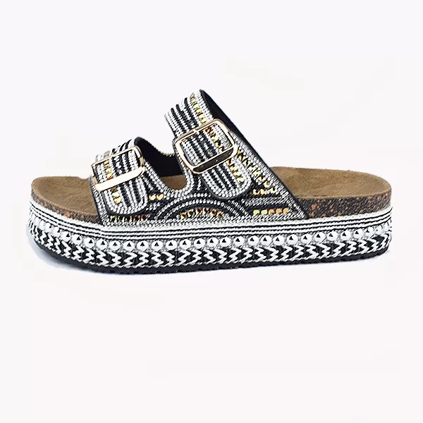 Sandales pour femme compense OC02 noir.....  sandale médicale femme confortable Maroc